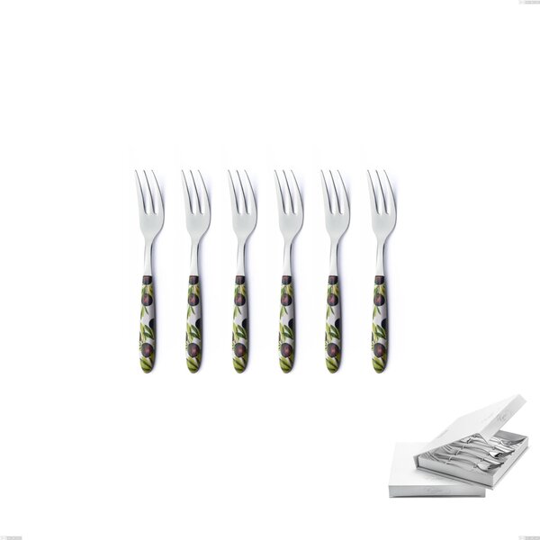 Confezione a libro 6 pezzi forchette dolce Vero Taggia, acciaio 18.0 nickel free, manicatura pbt sublimato acciaio lucido