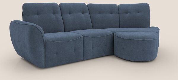 Cerbero divano angolare con pouf mobile in morbido bouclé impermeabile