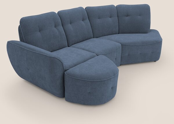 Cerbero divano angolare con pouf mobile in morbido bouclé impermeabile