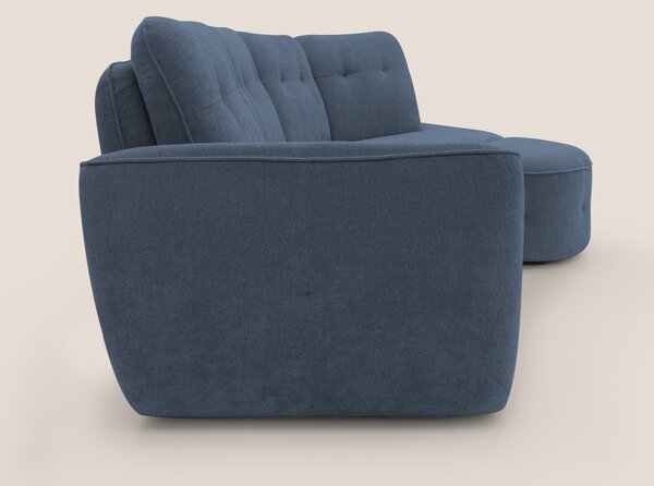 Cerbero divano angolare con pouf mobile in morbido bouclé impermeabile
