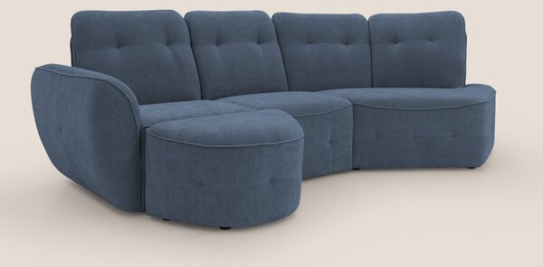 Cerbero divano angolare con pouf mobile in morbido bouclé impermeabile