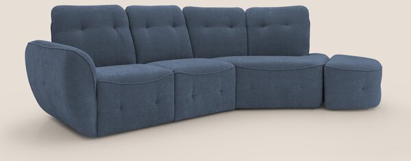 Cerbero divano angolare con pouf mobile in morbido bouclé impermeabile