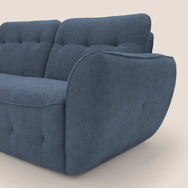 Cerbero divano angolare con pouf mobile in morbido bouclé impermeabile