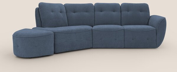 Cerbero divano angolare con pouf mobile in morbido bouclé impermeabile