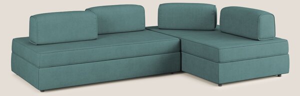 Liberty divano angolare con pouf estraibile e schienali movibili in te