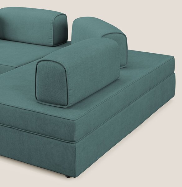 Liberty divano angolare con pouf estraibile e schienali movibili in te