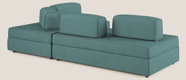 Liberty divano angolare con pouf estraibile e schienali movibili in te