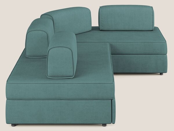 Liberty divano angolare con pouf estraibile e schienali movibili in te