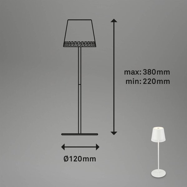 Briloner Lampada LED da tavolo Kiki con accu 3.000K, bianco