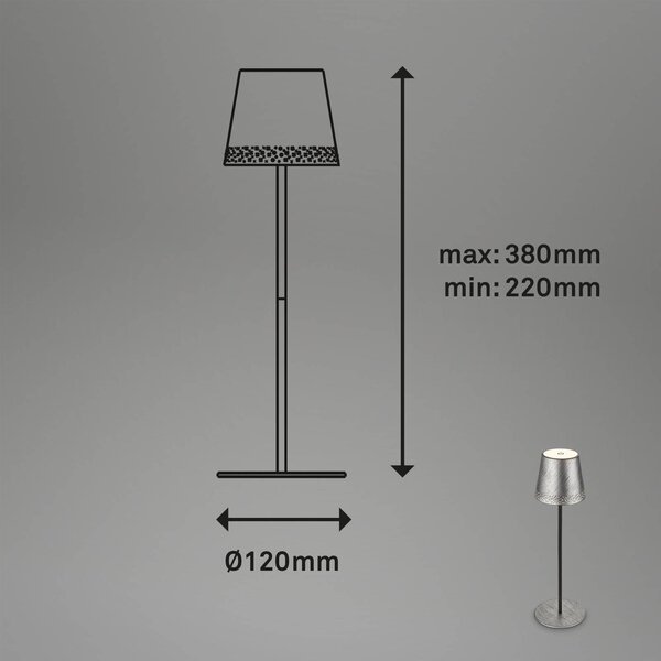 Briloner Lampada LED da tavolo Kiki con accu 3.000K argento