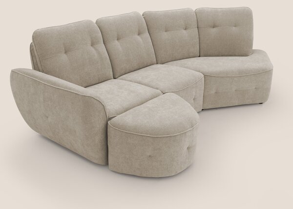Cerbero divano angolare con pouf mobile in morbido bouclé impermeabile