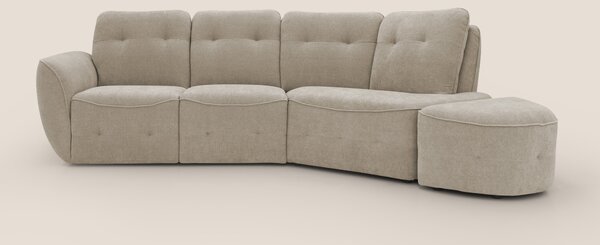 Cerbero divano angolare con pouf mobile in morbido bouclé impermeabile