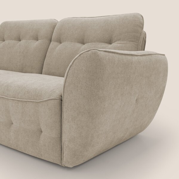 Cerbero divano angolare con pouf mobile in morbido bouclé impermeabile