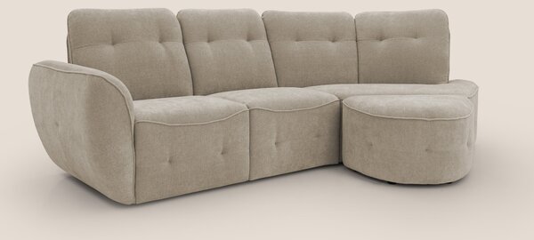 Cerbero divano angolare con pouf mobile in morbido bouclé impermeabile