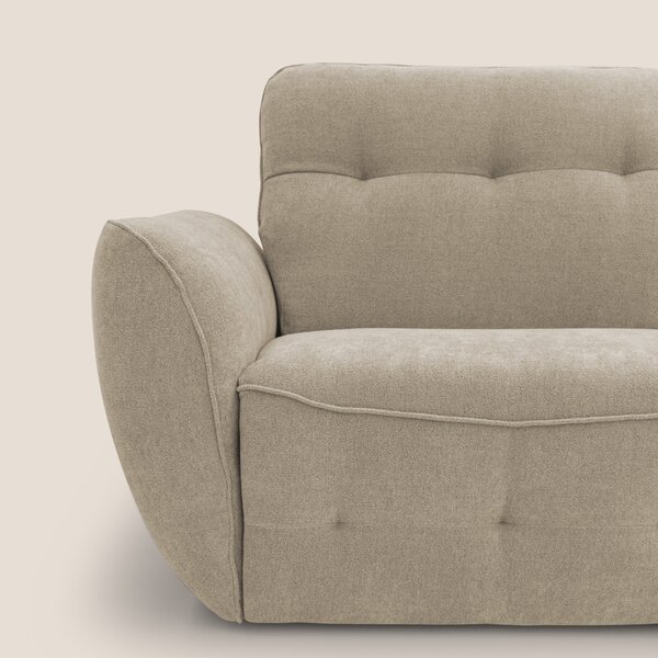 Cerbero divano angolare con pouf mobile in morbido bouclé impermeabile