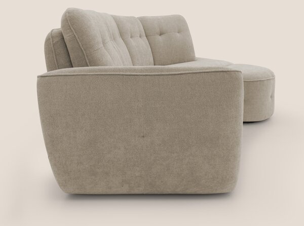 Cerbero divano angolare con pouf mobile in morbido bouclé impermeabile