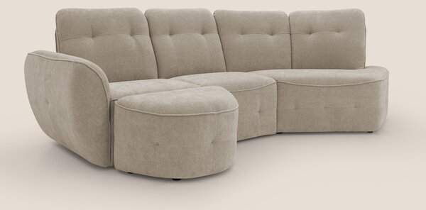 Cerbero divano angolare con pouf mobile in morbido bouclé impermeabile