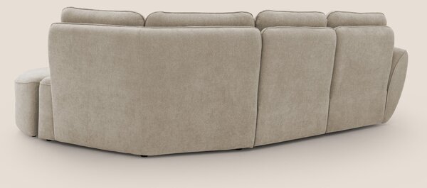 Cerbero divano angolare con pouf mobile in morbido bouclé impermeabile