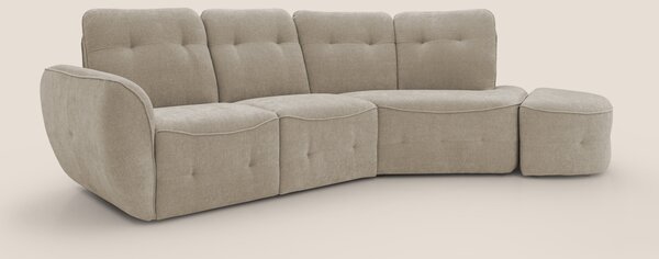 Cerbero divano angolare con pouf mobile in morbido bouclé impermeabile