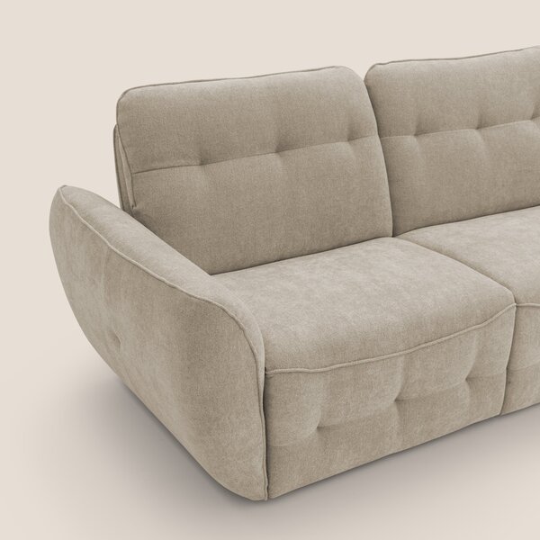 Cerbero divano angolare con pouf mobile in morbido bouclé impermeabile