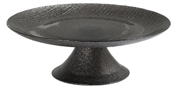 Alzata con piede Charme black in vetro effetto glitter colore nero cm 21,5