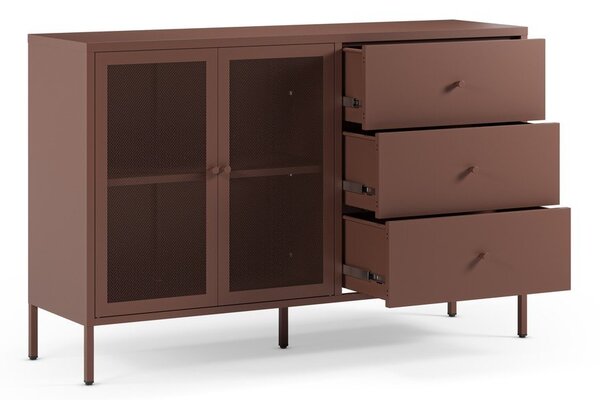 Cassettiera burgundy in metallo 140x90x40 cm Fayna – Marckeric