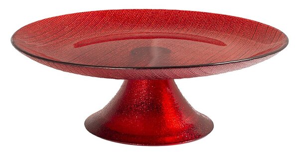 Alzata con piede Charme red in vetro effetto glitter colore rosso cm 21,5