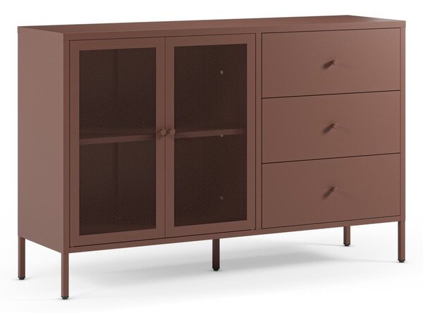 Cassettiera burgundy in metallo 140x90x40 cm Fayna – Marckeric