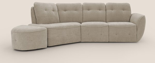 Cerbero divano angolare con pouf mobile in morbido bouclé impermeabile