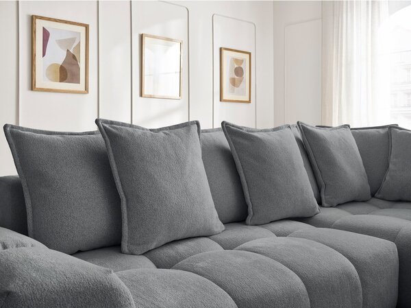 Divano angolare grigio scuro allungabile e con contenitore (penisola a destra/a L) con rivestimento in ciniglia Everest – Bobochic Paris