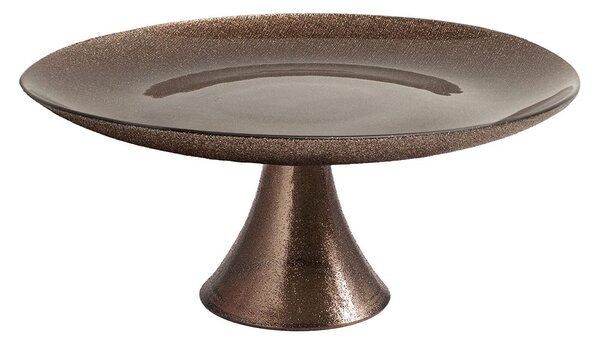 Alzata con piede Regent in vetro effetto glitter colore bronzo cm 28