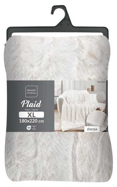 Coperta color crema in micropile 180x220 cm Foxy – douceur d'intérieur