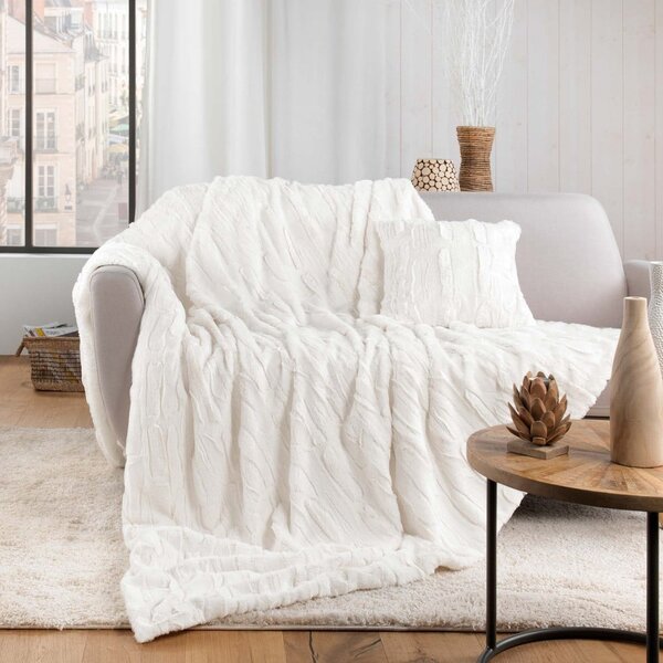 Coperta color crema in micropile 180x220 cm Foxy – douceur d'intérieur