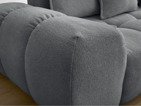 Divano angolare grigio scuro allungabile e con contenitore (penisola a destra/a L) con rivestimento in ciniglia Everest – Bobochic Paris