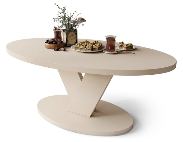 LOVA Beige (Champagne) – TAVOLINO OVALE 110x60 cm TAVOLINO DA CAFFÈ MODERNO