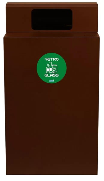 Pattumiera, Mobiletto per raccolta differenziata in acciaio 1 scomparti da 100L Dimensioni 48x48xh 96 cm 1 scomparti da 100 litri totali, 4 Etichette colore Corten