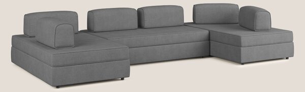 Liberty divano panoramico con pouf estraibile e schienali movibili in