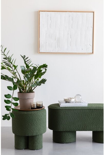 Poggiapiedi verde con rivestimento in bouclé Marcos – White Label