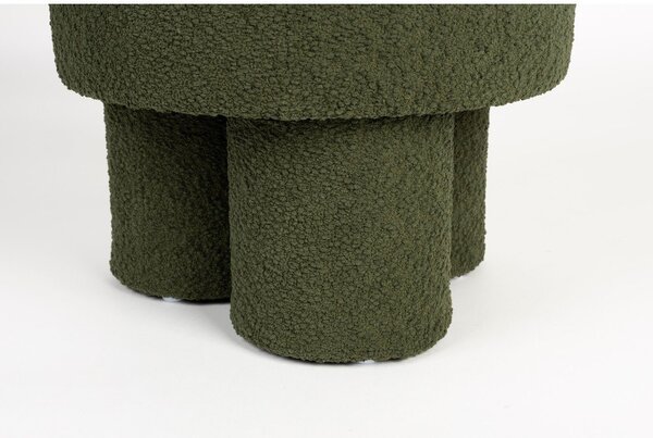 Poggiapiedi verde con rivestimento in bouclé Marcos – White Label