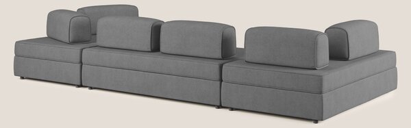 Liberty divano panoramico con pouf estraibile e schienali movibili in