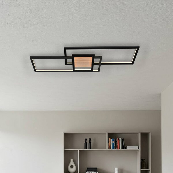 Plafoniera a LED Emiljan Lindby, dimmerabile, Nero, Soggiorno / Sala da pranzo, Metallo, Moderno, Plafoniera LED
