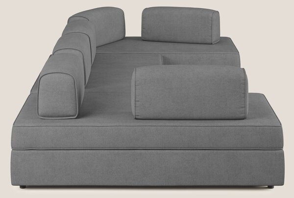 Liberty divano panoramico con pouf estraibile e schienali movibili in