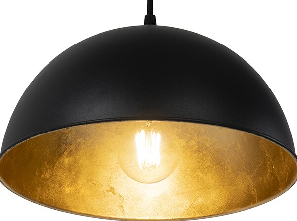 Lampada a sospensione intelligente nera con oro 3 luci incl. Wifi A60 - Magnax