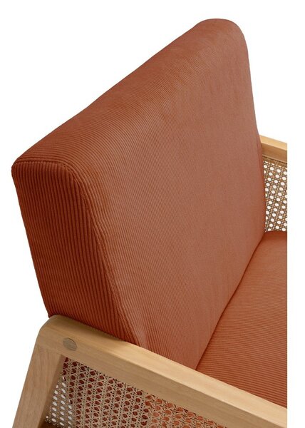 Poltrona con trama color mattone con rivestimento in velluto a coste Debra – Marckeric