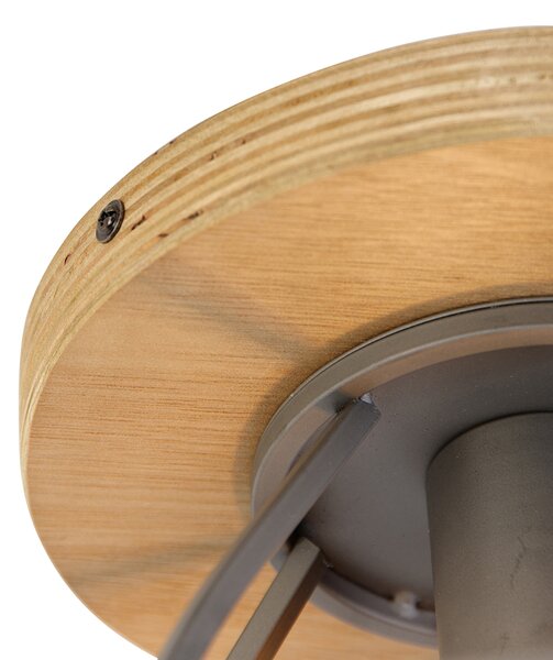 Lampada da soffitto intelligente grigio scuro con legno incl. WiFi E27 - Arthur