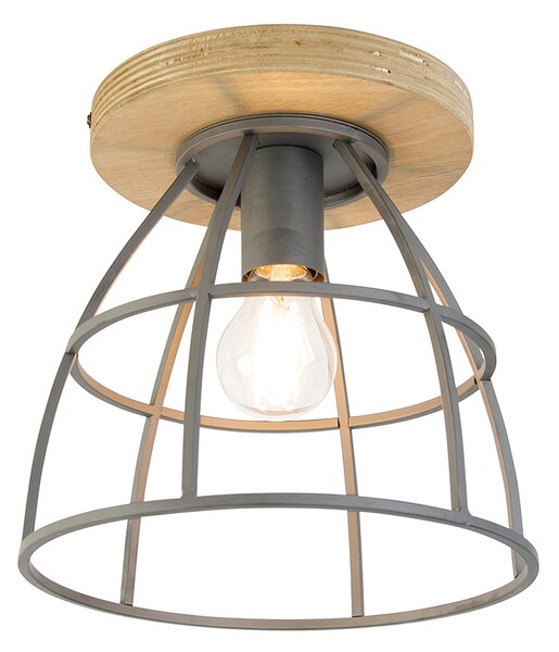 Lampada da soffitto intelligente grigio scuro con legno incl. WiFi E27 - Arthur