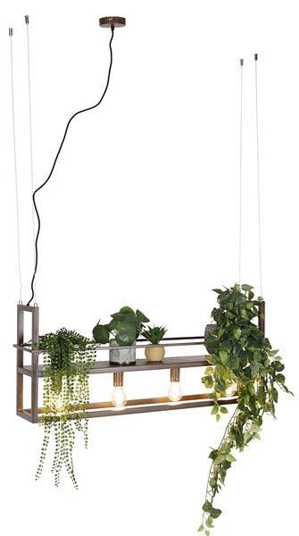 Lampada a sospensione intelligente marrone ruggine con ripiano incl. 4 Wifi A60 - Cage Rack