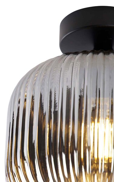 Lampada da soffitto intelligente nera con vetro fumé incl. Wifi A60 - Karel