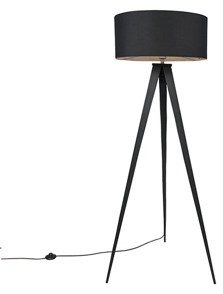 Lampada da terra intelligente nera con paralume nero incl. Wifi A60 - Ilse