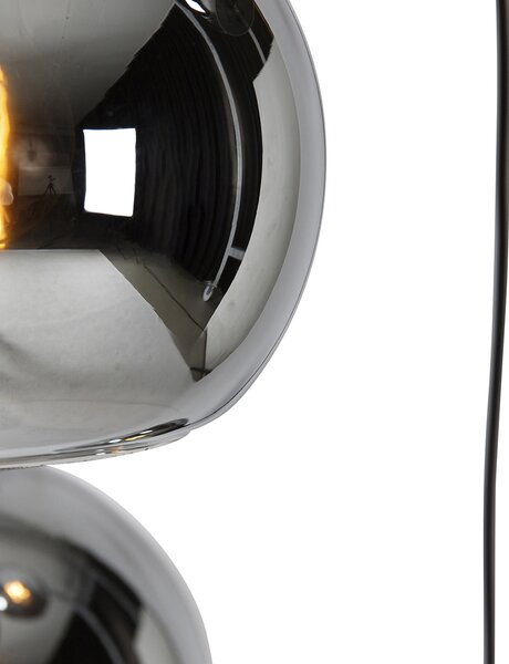 Lampada a sospensione intelligente nera con vetro fumé incl. 4 Wifi A60 - Wallace